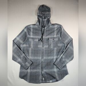 Nike SB Retro 2012 Woodgrain Hooded Flannel Shirt Jacket Grey Black - Men's XL